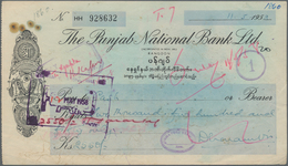 India / Indien: Cheque Of The Punjab National Bank Ltd., Rangoon For 2550 Kyats Dated 1958 With Hand - Inde