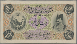 Iran: Highly Rare Front Proof Print Of 1 Toman 1896 P. 1sp Specimen Iwith Specimen Perforation, Unif - Iran