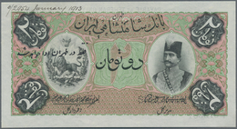 Iran: Very Rare Banknote Of 2 Tomans 1913 P. 2s, With Printers Annotation At Upper Border, Specimen - Iran