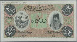 Iran: Very Rare Banknote Of 2 Tomans 1913 P. 2s, With Printers Annotation At Upper Border, Specimen - Irán