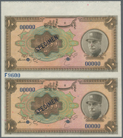 Iran: Uncut Pair Of The 10 Rials SH1313 (1933-34) SPECIMEN, P.25as With Diagonal Overprint "Specimen - Irán