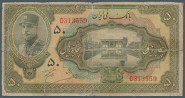 Iran: 50 Rials SH1313, P.27b, Seldom Offered On The Market And Rare, Almost Well Worn With Some Repa - Irán