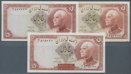 Iran: Set With 3 Banknotes 5 Rials SH1317 W/o Stamp And Two Times With Oval Stamp On Back, P.32Aa, 3 - Iran