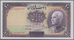 Iran: Set Of 2 CONSECUTIVE Notes 10 Rials ND(1933) With Green Stamp On Back Side P. 33, Both In Cond - Iran