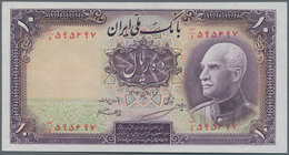 Iran: Set Of 2 CONSECUTIVE Notes 10 Rials ND(1933) With Green Stamp On Back Side P. 33, Both In Cond - Irán