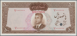 Iran: Very Rare 500 Rials Specimen P. 83s With Zero Serial Numbers, Specimen Overprint And Cancellat - Iran