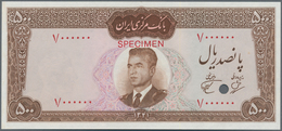 Iran: Very Rare 500 Rials Specimen P. 83s With Zero Serial Numbers, Specimen Overprint And Cancellat - Irán