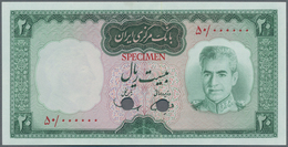 Iran: 20 Rials ND(1970) Specimen P. 85s With Zero Serial Numbers, Red Specimen Overprint And Cancell - Iran