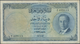 Iraq / Irak: 1 Dinar 1955 P. 39, Used With Folds And Creases, Minor Border Tear, No Holes, No Repair - Iraq