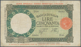 Italian East Africa / Italienisch Ost-Afrika: Set Of 2 Notes 50 Lire 1938 P. 1, The First With Only - Italienisch Ostafrika