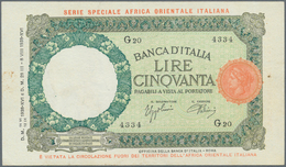 Italian East Africa / Italienisch Ost-Afrika: 50 Lire 1938 P. 1, Pressed But Strong Paper With Origi - Italienisch Ostafrika