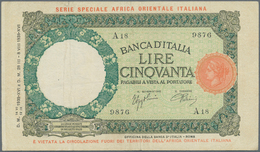 Italian East Africa / Italienisch Ost-Afrika: 50 Lire 1938 P. 1, Used With Folds, Pressed But Strong - Italienisch Ostafrika