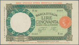 Italian East Africa / Italienisch Ost-Afrika: 50 Lire 1939 P. 1, Light Center Fold, No Holes Or Tear - Italienisch Ostafrika