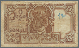 Italian Somaliland: 5 Somali 1951, P.16, Used Condition With Small Graffiti At Upper Right On Front, - Somalië
