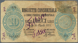 Italy / Italien: Rare Contemporary Forgery Of Biglietto Consorziale 10 Lire 1874 P. 5(f), Marked Sev - Sonstige & Ohne Zuordnung