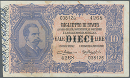 Italy / Italien: Set Of 3 Different Banknotes 10 Lire L.1888, P. 20c (pressed, F), P. 20h (aUNC), P. - Sonstige & Ohne Zuordnung