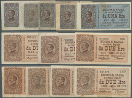 Italy / Italien: Set Of 19 Notes Containing 3x 1 Lire 1944 P. 29 (2x VF-XF, 1x UNC), 4x 2 Lire 1944 - Otros & Sin Clasificación