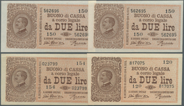 Italy / Italien: Set Of 4 Notes 2 Lire D.1914 P. 37, Two Of Them Even With Consecutive S/N #562695 - - Sonstige & Ohne Zuordnung