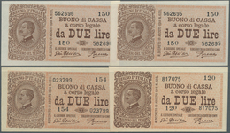 Italy / Italien: Set Of 4 Notes 2 Lire D.1914 P. 37, Two Of Them Even With Consecutive S/N #562695 - - Autres & Non Classés