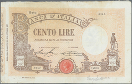 Italy / Italien: Set Of 3 Notes 100 Lire 1905/19/20, All Notes Used With Folds, Light Stain, Two Of - Otros & Sin Clasificación