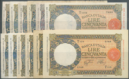 Italy / Italien: Set Of 12 Notes 50 Lire 1937/38/41/42/43/44 P. 54, 57 In Different Conditions From - Altri & Non Classificati