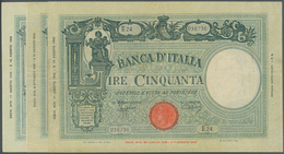 Italy / Italien: Set Of 3 Notes 50 Lire 1943 P. 64, All In Similar Conditoin, Used With Folds, But S - Altri & Non Classificati