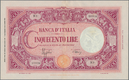 Italy / Italien: 500 Lire 1943 P. 69, One Light Center Fold, No Holes Or Tears, Not Washed Or Presse - Sonstige & Ohne Zuordnung