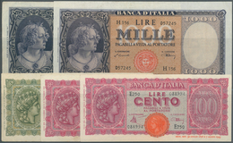 Italy / Italien: Set Of 5 Notes Containing 50, 100 & 1000 Lire 1944/47/1947-63 P. 74, 75, 80, 82, Al - Altri & Non Classificati