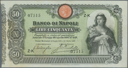 Italy / Italien: Banco Di Napoli 50 Lire 1893 P. S846, Seldom Offered Note, In Exceptional Condition - Otros & Sin Clasificación