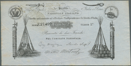 Italy / Italien: 2 Franchi 1849 Prestitio Natzionale Italiano, Rare Note, Stamped On Back, Light Fol - Otros & Sin Clasificación