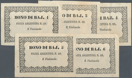 Italy / Italien: Set Of 5 Notes "BONO DI BAJ." Piazza Argentina N. 29, Remainder Without Signature, - Andere & Zonder Classificatie