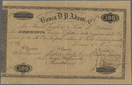 Italy / Italien: Banca D. P. Adami, 500 Lire 1859 P. NL, Very Rare And Seldom Seen Note, Used With C - Andere & Zonder Classificatie