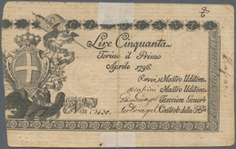 Italy / Italien: Torino Il Primo 50 Lire 1796 P. NL, Used With Folds And Pinholes, Strong Center Fol - Otros & Sin Clasificación