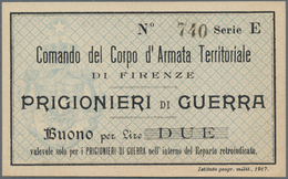 Italy / Italien: P.O.W. Money "Comando Del Corpo D'Armata Territoriale" 2 Lire 1917 P. NL, Remainder - Andere & Zonder Classificatie