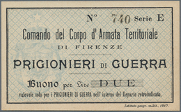 Italy / Italien: P.O.W. Money "Comando Del Corpo D'Armata Territoriale" 2 Lire 1917 P. NL, Remainder - Otros & Sin Clasificación