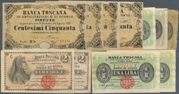 Italy / Italien: Set Of 11 Small Size Notes "Banca Toscana" From 1870 Containing 5x 1 Lira 1870 (3x - Otros & Sin Clasificación