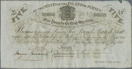 Jersey: 5 Pounds British Sterling 18xx Remainder P. A1r, With Minor Split At Upper Right, Unfolded, - Other & Unclassified