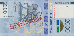 Kazakhstan / Kasachstan: 2000 Som 2017 Specimen P. New With Zero Serial Numbers And Red Specimen Ove - Kazakhstán