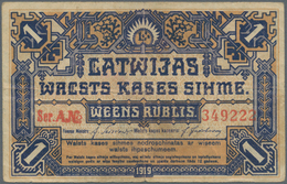 Latvia / Lettland: Latwijas Walsts Kaşes 1 Rublis 1919, P.1, Still Nice And Rare Note With A Few Fol - Lettonie