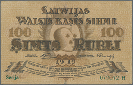 Latvia / Lettland: 100 Rubli 1919, P.7b, Still Nice With Bright Colors And Great Original Shape, Ver - Lettonie