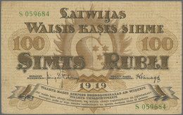 Latvia / Lettland: 100 Rubli 1919 P. 7f, Used With Center Fold And Handling In Paper, No Holes Or Te - Lettland