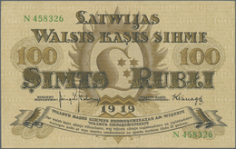 Latvia / Lettland: 100 Rubli 1919, P.7f In Excellent Condition, Three Times Vertically Folded And Ti - Letonia