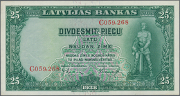 Latvia / Lettland: 25 Latu 1938 P. 21 With Crisp Paper And Original Colors, Condition: AUNC. - Lettonia