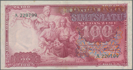 Latvia / Lettland: 100 Latu 1939 P. 22, Used With Center Fold, And Light Creases In Paper, No Holes - Lettonie