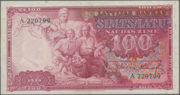 Latvia / Lettland: 100 Latu 1939 P. 22, Used With Center Fold, And Light Creases In Paper, No Holes - Letland