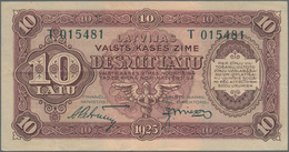 Latvia / Lettland: 10 Latu 1925, P.24e, Highly Rare Banknote In Excellent Condition, Three Times Fol - Latvia