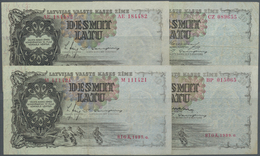 Latvia / Lettland: Nice Lot With 4 Banknotes 10 Latu 1937, 1938, 1939 And 1940, P.29a,b,d,e, All In - Lettonie