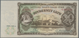 Latvia / Lettland: 20 Latu 1936 P. 30b, Light Handling In Paper, No Visible Folds, Crispness And Ori - Lettonie
