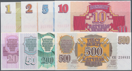 Latvia / Lettland: Set With 8 Banknotes 1, 2, 5, 10, 25, 50, 200 And 500 Rublu 1992, P.35-42, All In - Letland