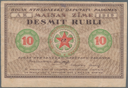 Latvia / Lettland: Riga's Workers Deputies' Soviet 10 Rubli 1919 Without Underprint On Back, P.R4, S - Lettonie